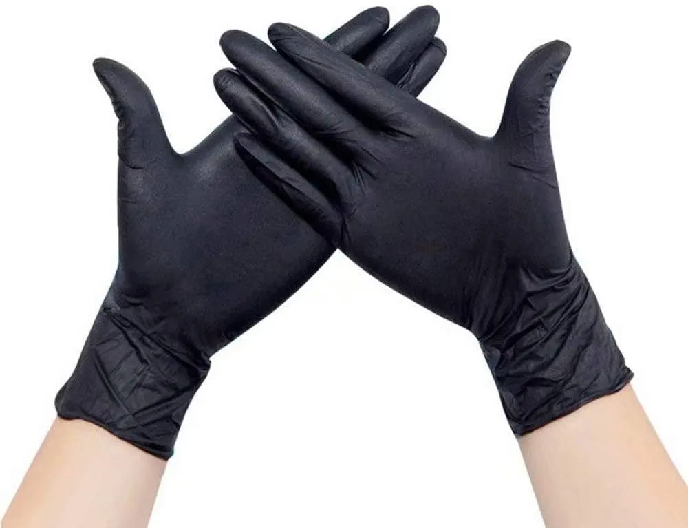 100 Pack 9inch Disposable Black Nitrile Midnight Mitts Gloves(M)