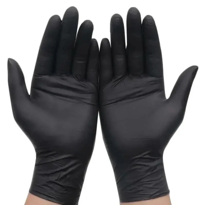 100 Pack Disposable Black Nitrile Gloves For Household Cleaning