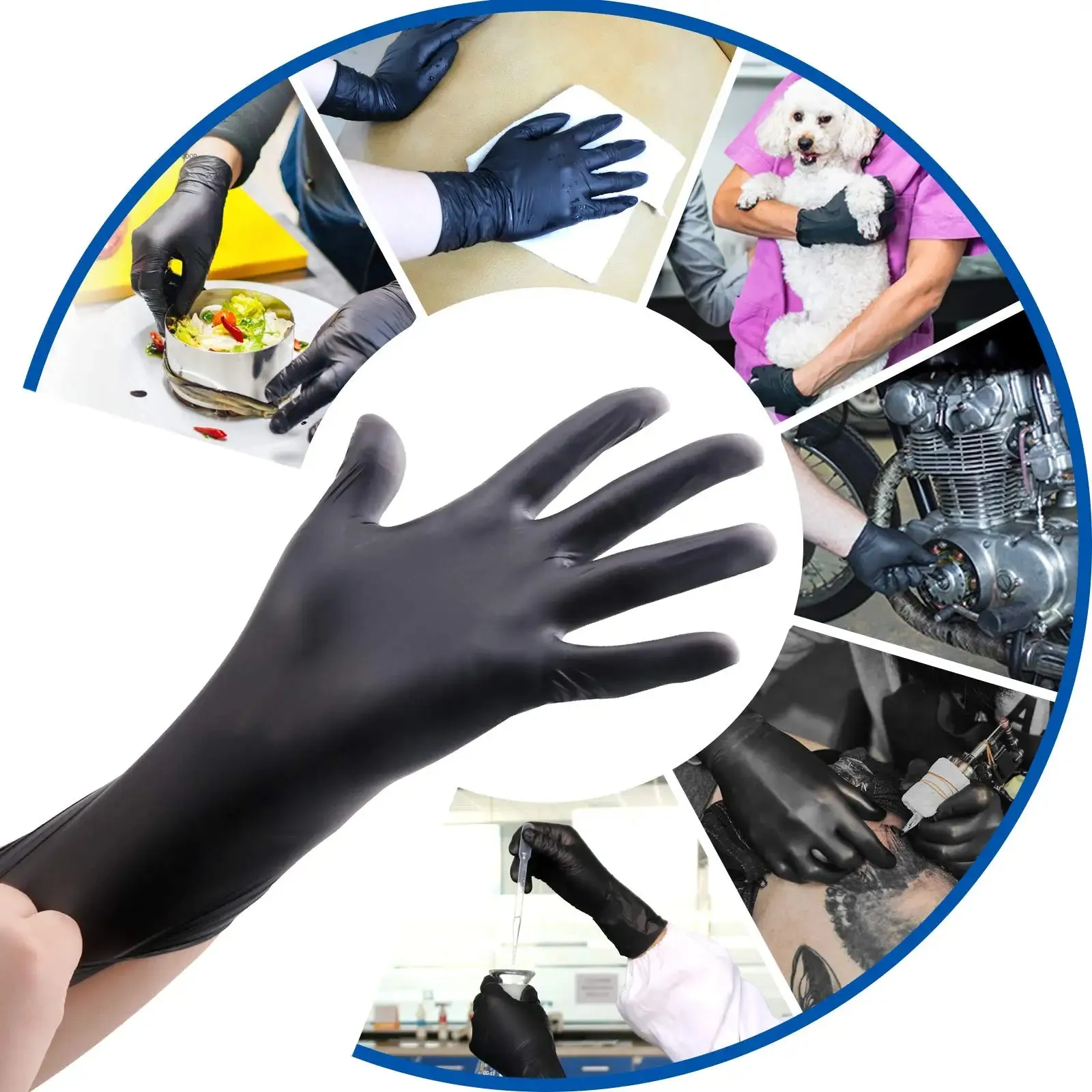 100 Pack Disposable Black Nitrile Gloves For Household Cleaning