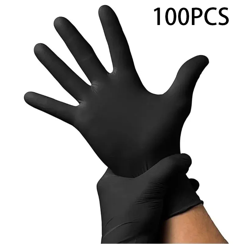 100 Pack Disposable Black Nitrile Gloves For Household Cleaning