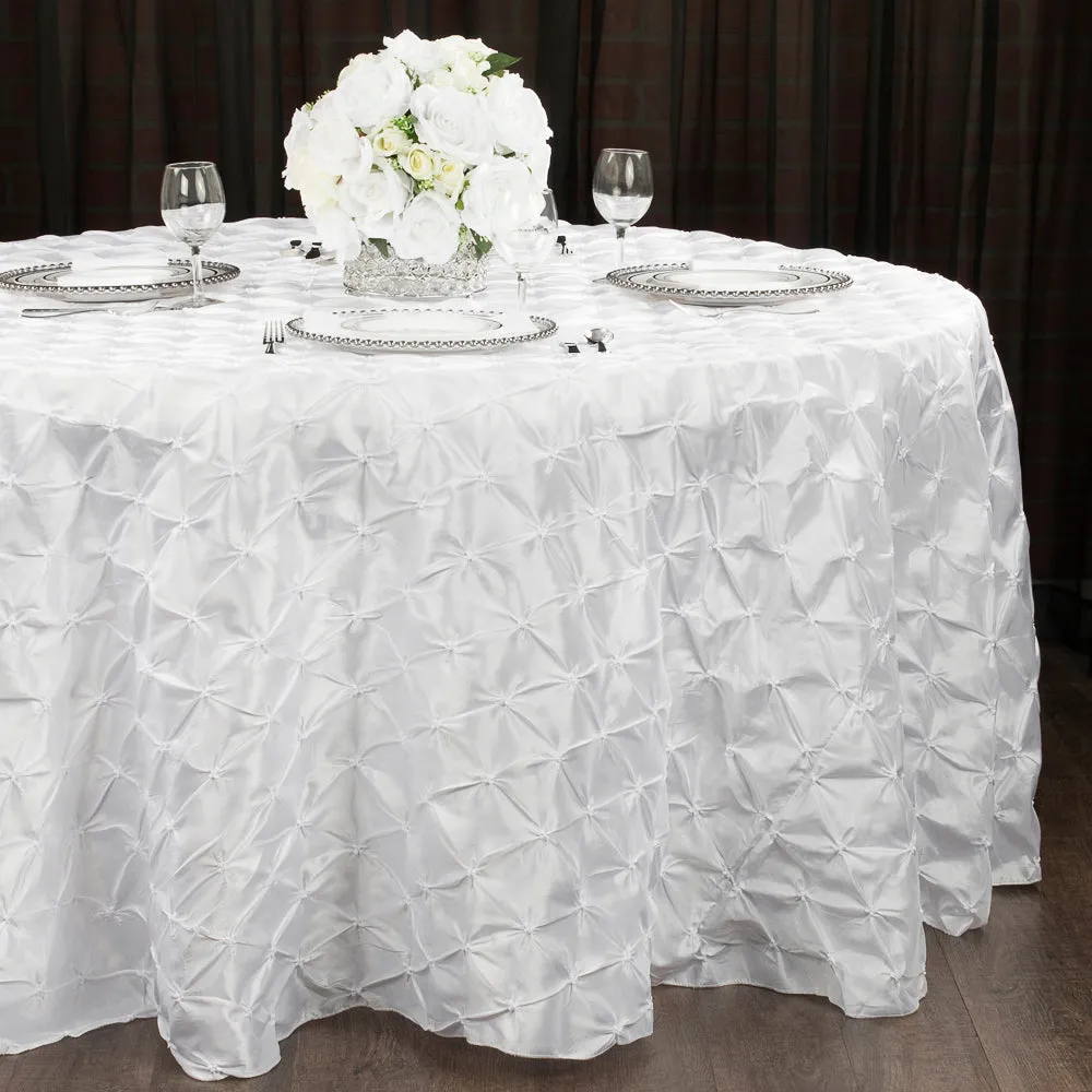 120" Pinchwheel Round Tablecloth - White