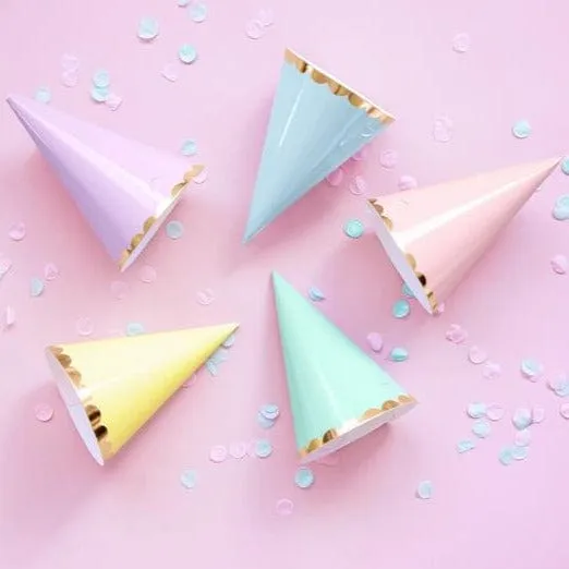 6 Party Hats - Pastel Mix