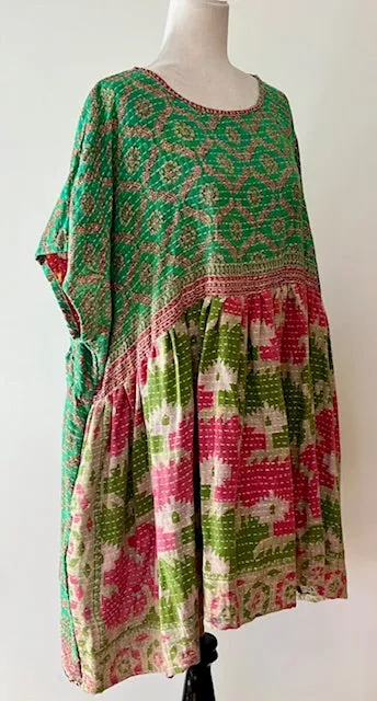 Artisan Kantha Bae  Quilt Mini Dress. Comfortable, Soft, and Very Chic, Geometric