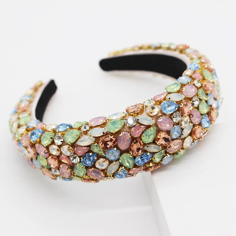 Baroque Hand Made Pearl Beading Gemstone Retro Luxury Hairbands ZA Hair Accessories Hair Bows Flower Crown Headbands For Women