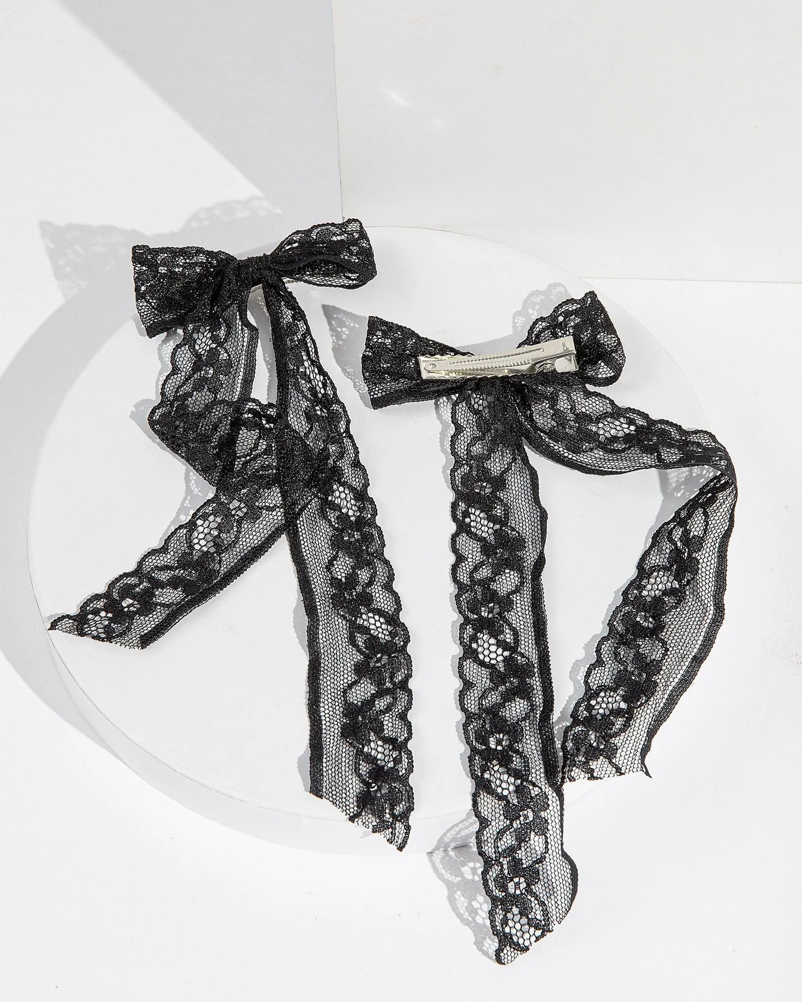 Black 2Pack Lace Bow Hair Slides