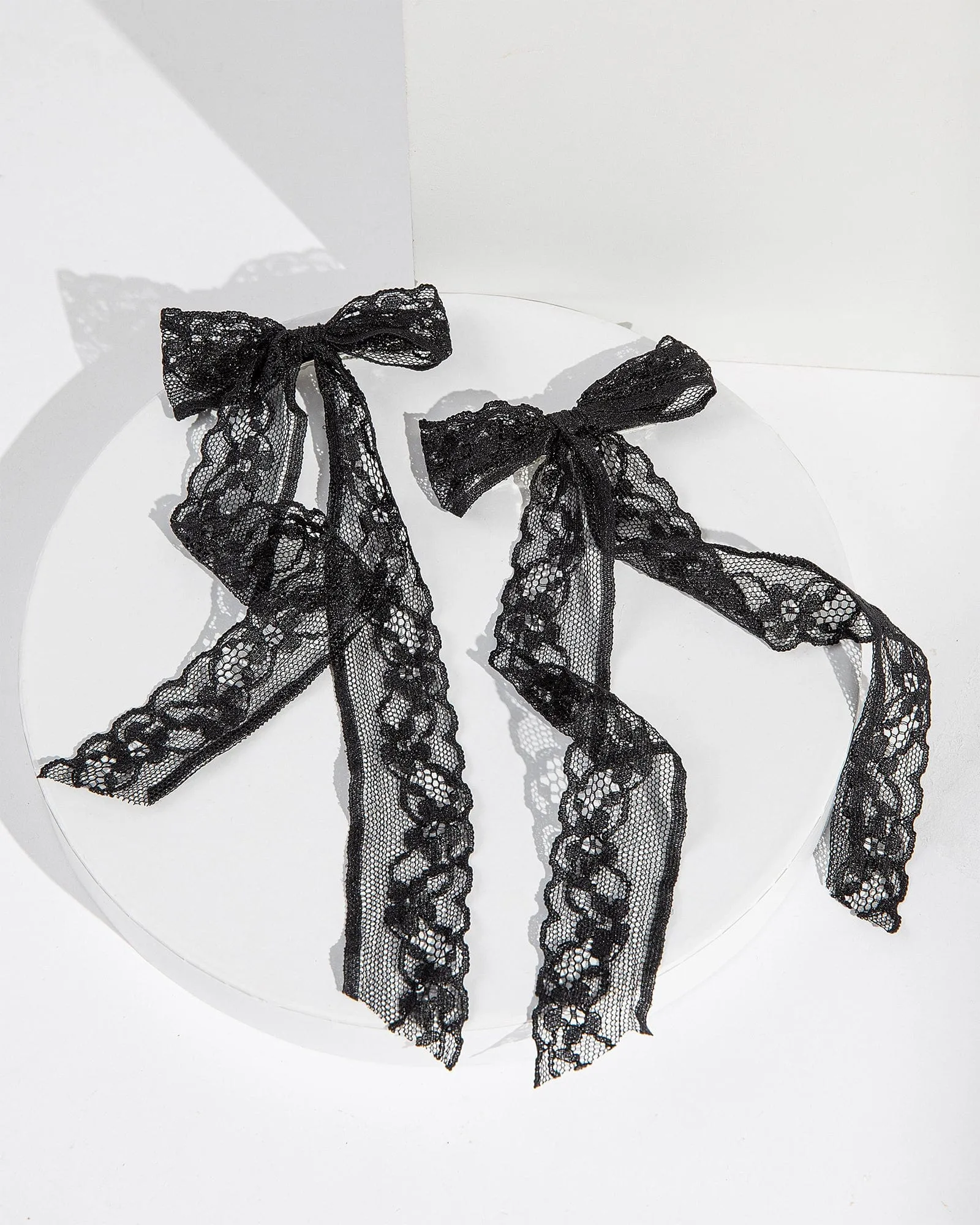 Black 2Pack Lace Bow Hair Slides