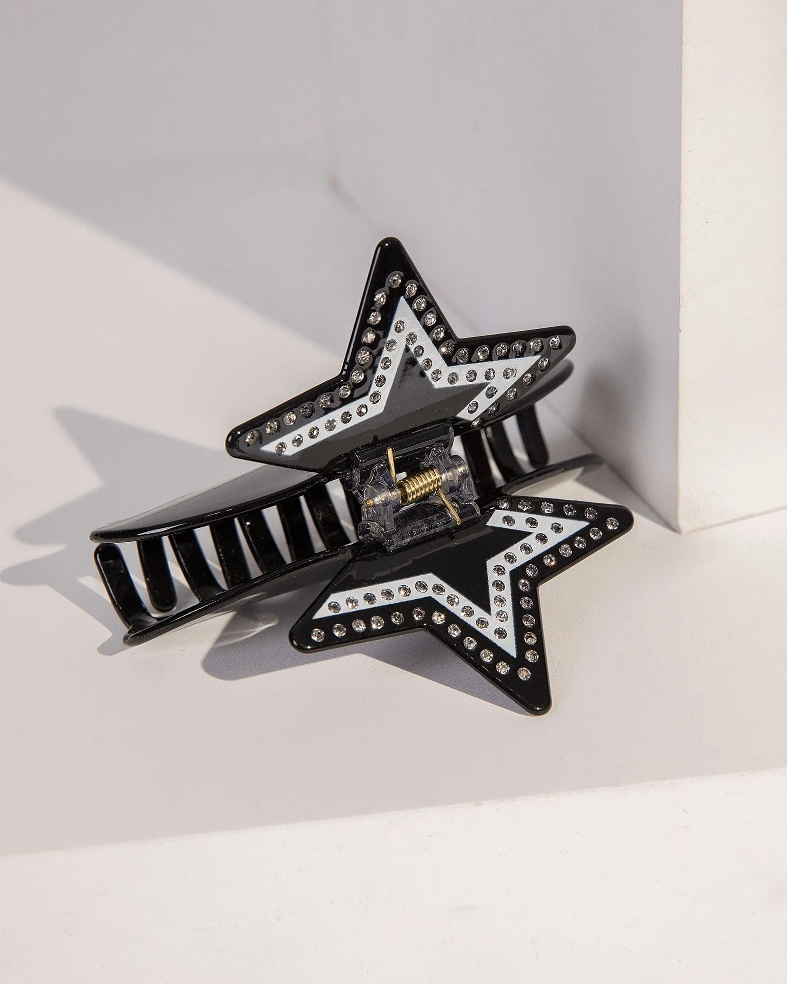 Black Crystal Star Acrylic Claw Clip