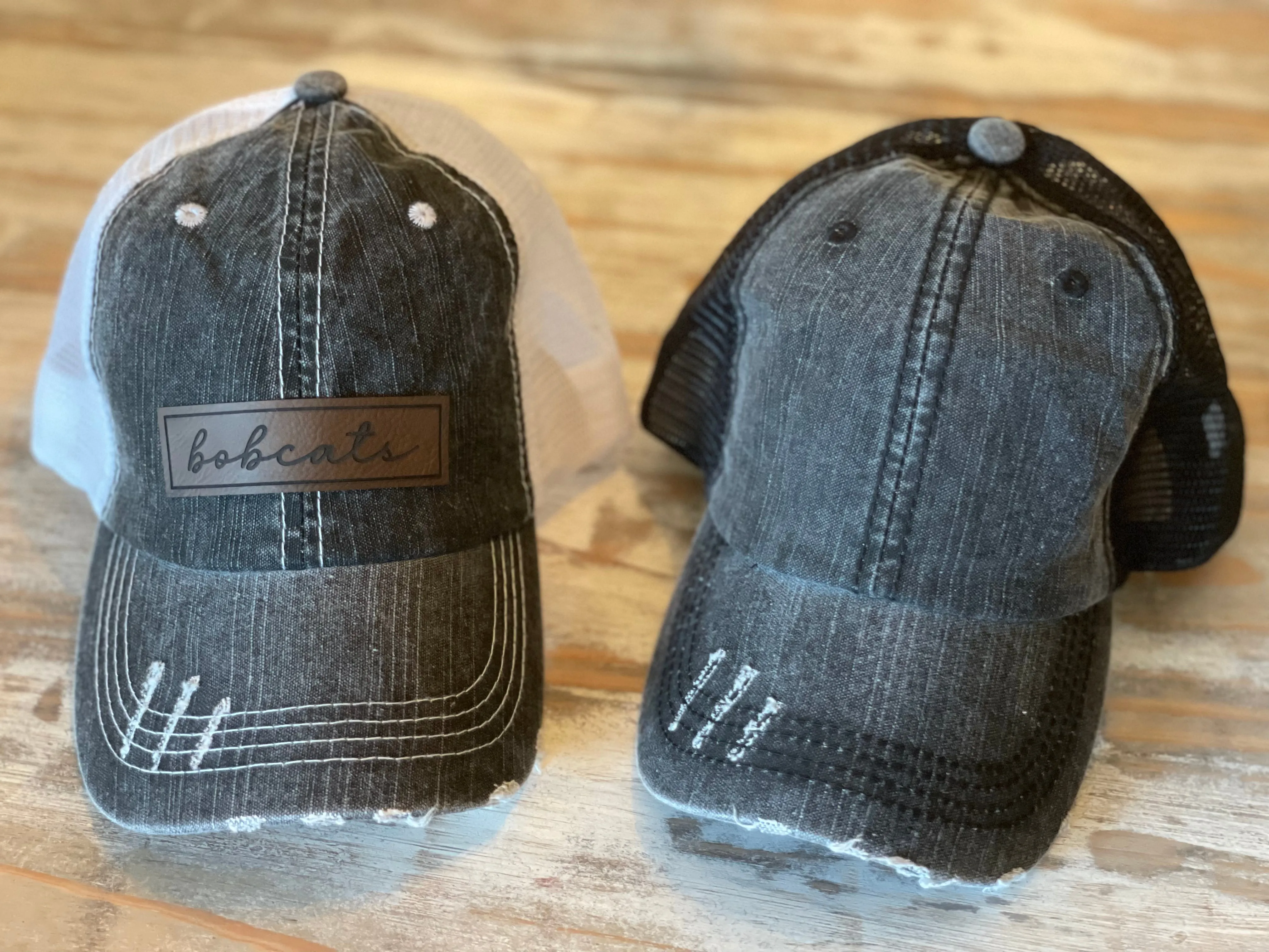 Bobcat Leather Patch Hats (Various Styles)