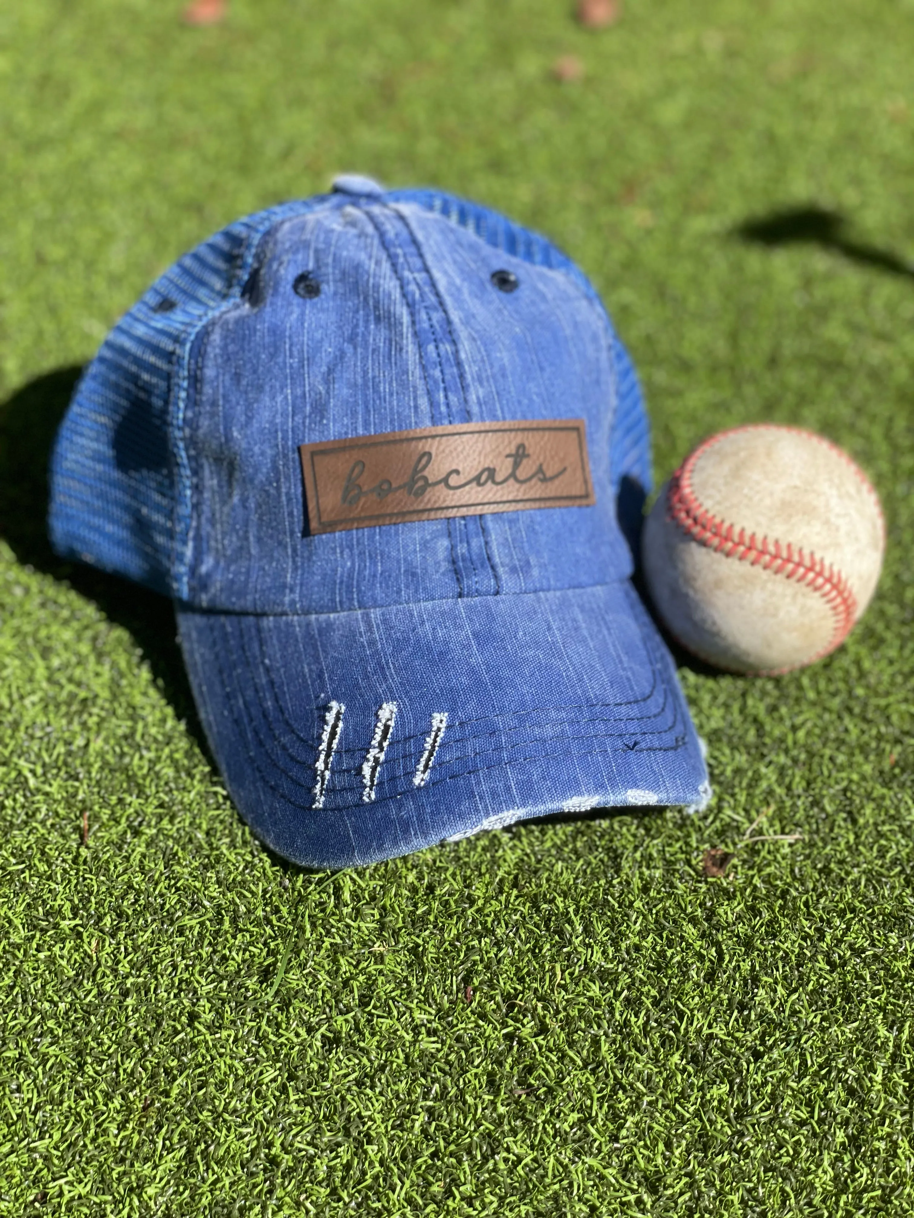 Bobcat Leather Patch Hats (Various Styles)