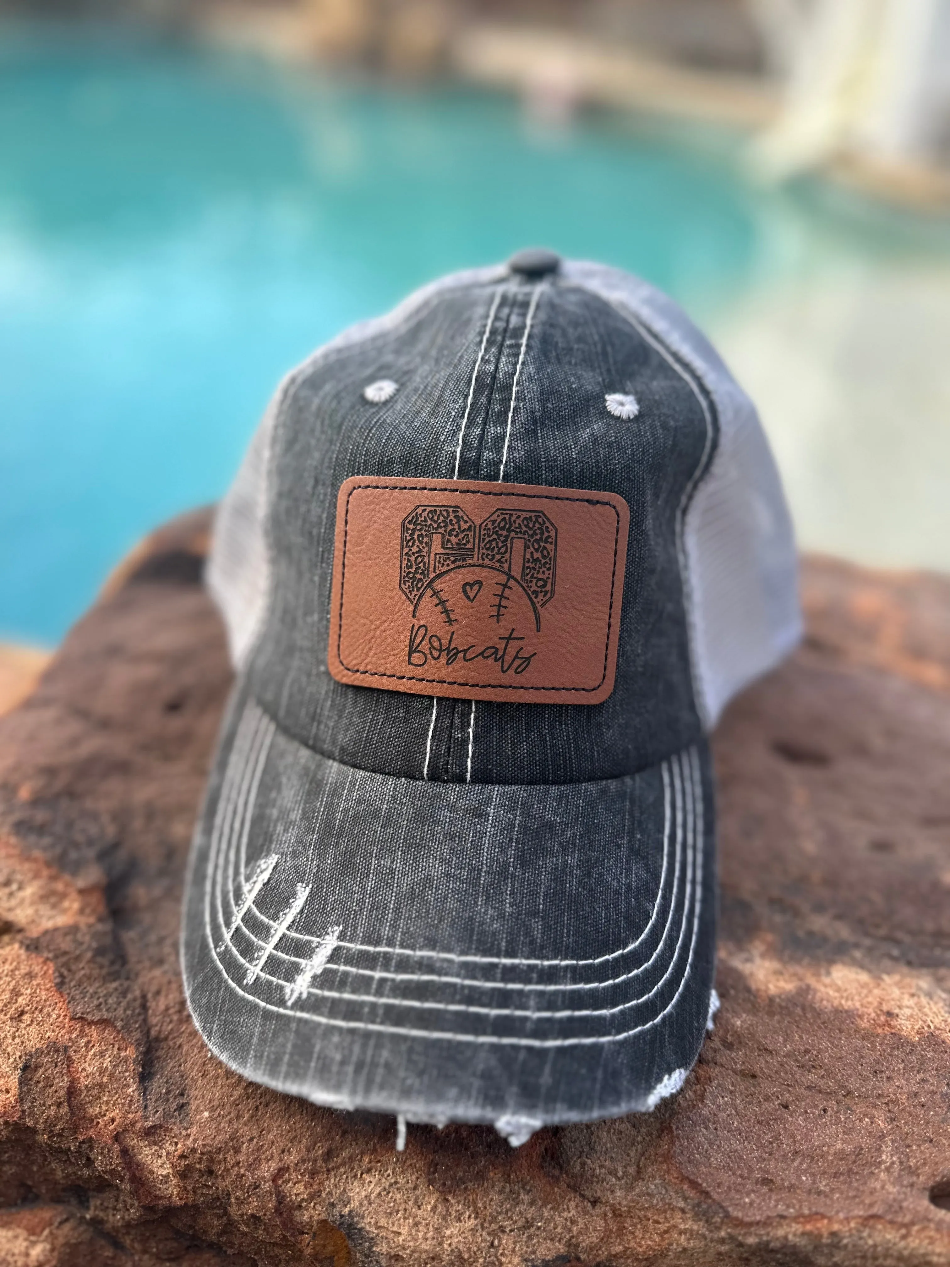 Bobcat Leather Patch Hats (Various Styles)