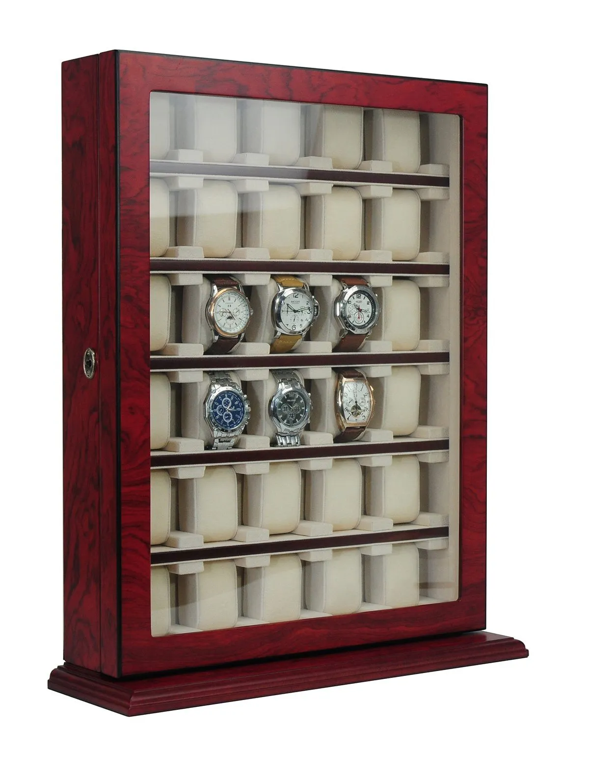 Bubinga Wooden Watch Cabinet for 30 watches