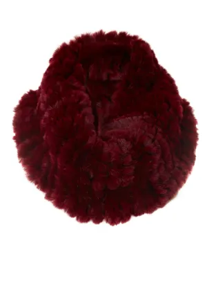 Burgundy Knitted Rabbit Single Snood Scarf