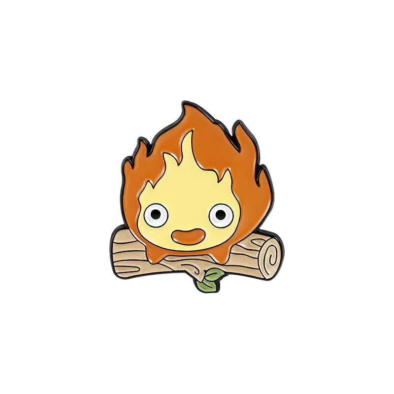 Childhood Anime Enamel Pin Dragon Haku Chihiro Coal Calcifer Jiji Brooch Lapel Badge Cartoon Movie Jewelry Gift for Fans Kids