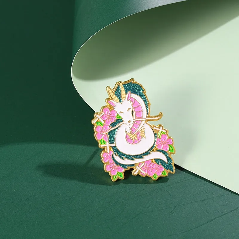 Childhood Anime Enamel Pin Dragon Haku Chihiro Coal Calcifer Jiji Brooch Lapel Badge Cartoon Movie Jewelry Gift for Fans Kids