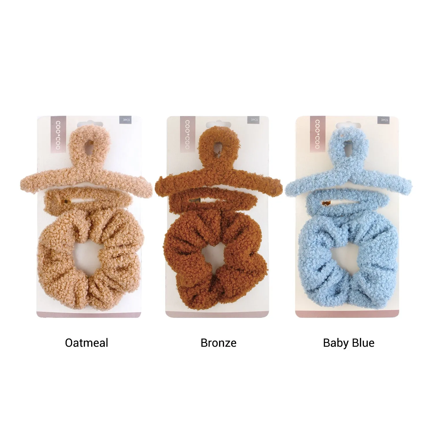 Coo Coo Plush Claw Clip & Pin & Scrunchie Set 3pcs