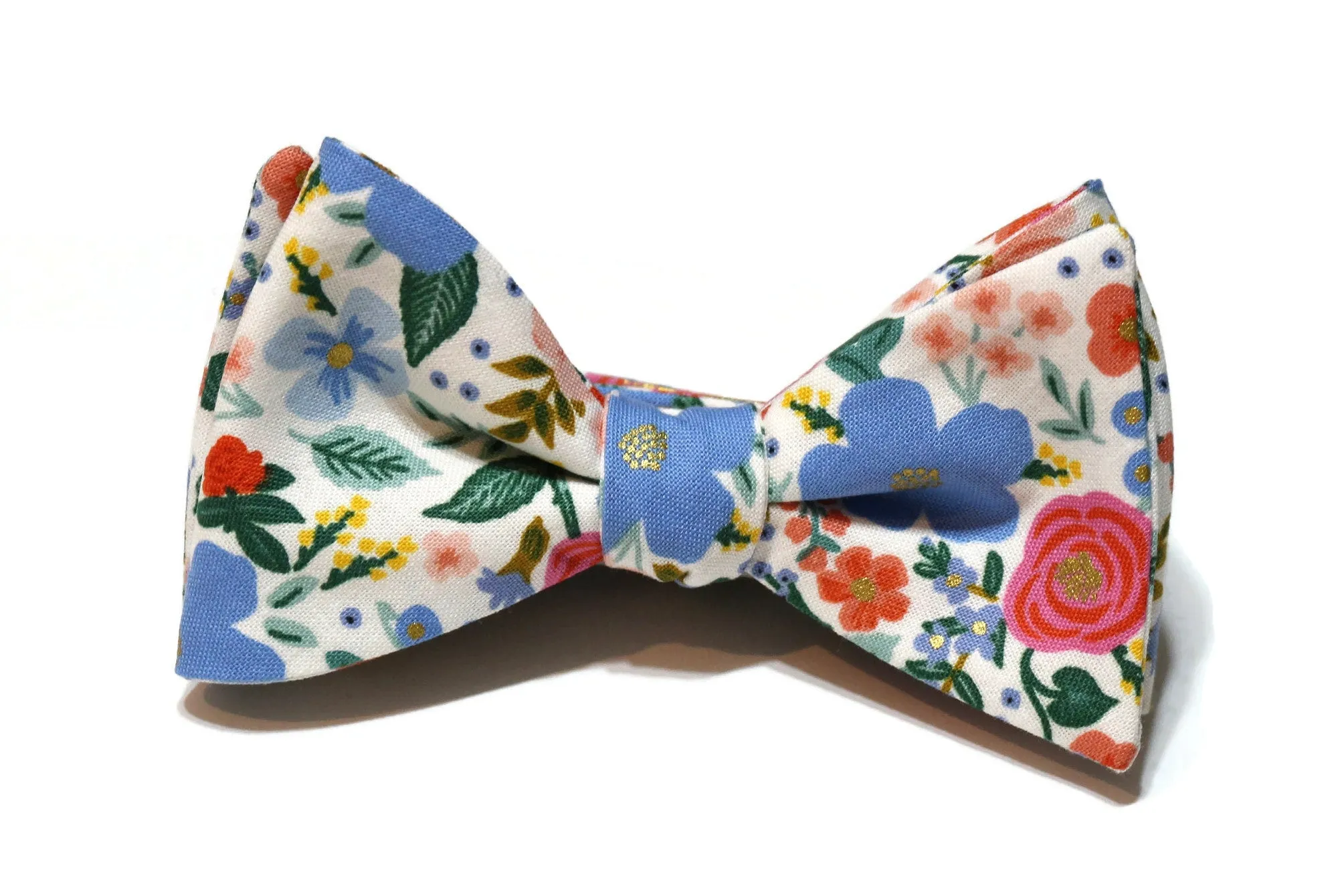 Cream Wild Rose Floral Bow Tie