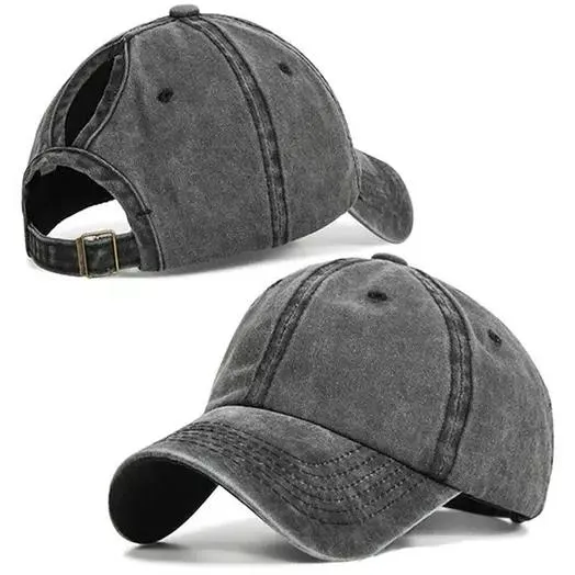 Distressed Wash Ponytail Baseball Cap