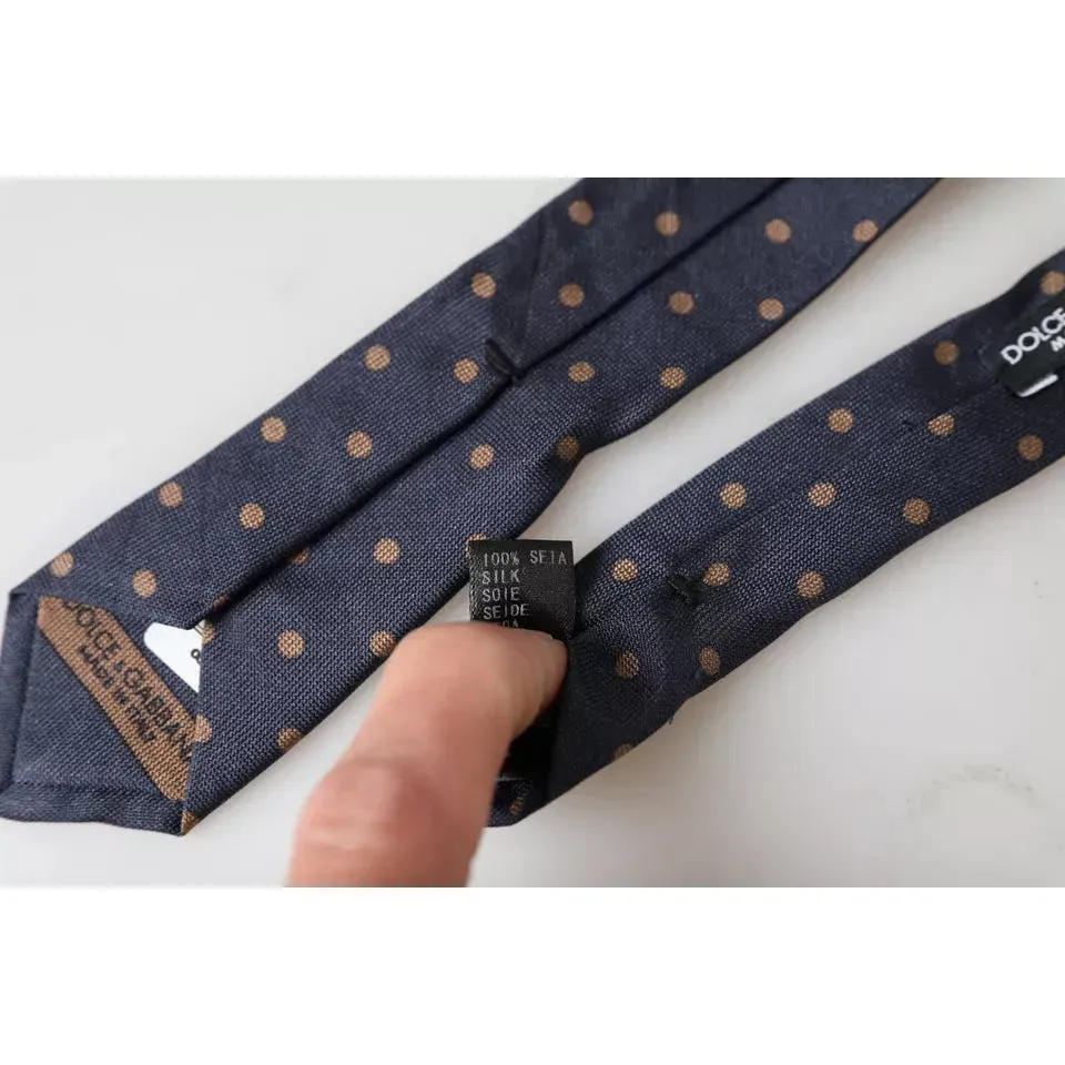 Dolce & Gabbana Black Dotted Fantasy Silk Adjustable Men Tie