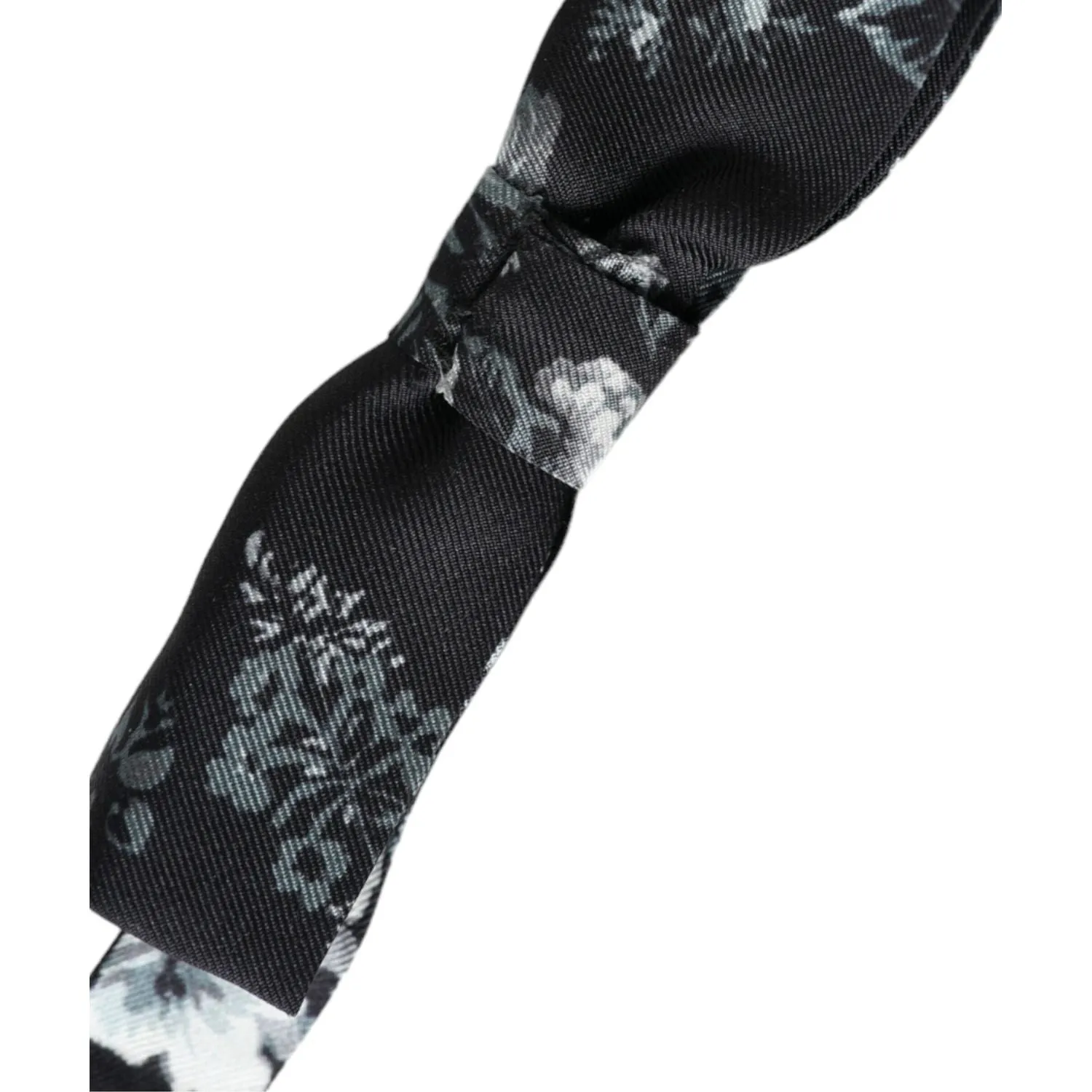 Dolce & Gabbana Black Floral Silk Adjustable Neck Men Bow Tie