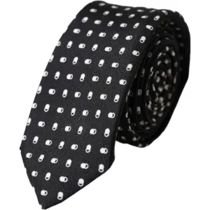 Dolce & Gabbana Black Patterned 100%Silk Adjustable Tie