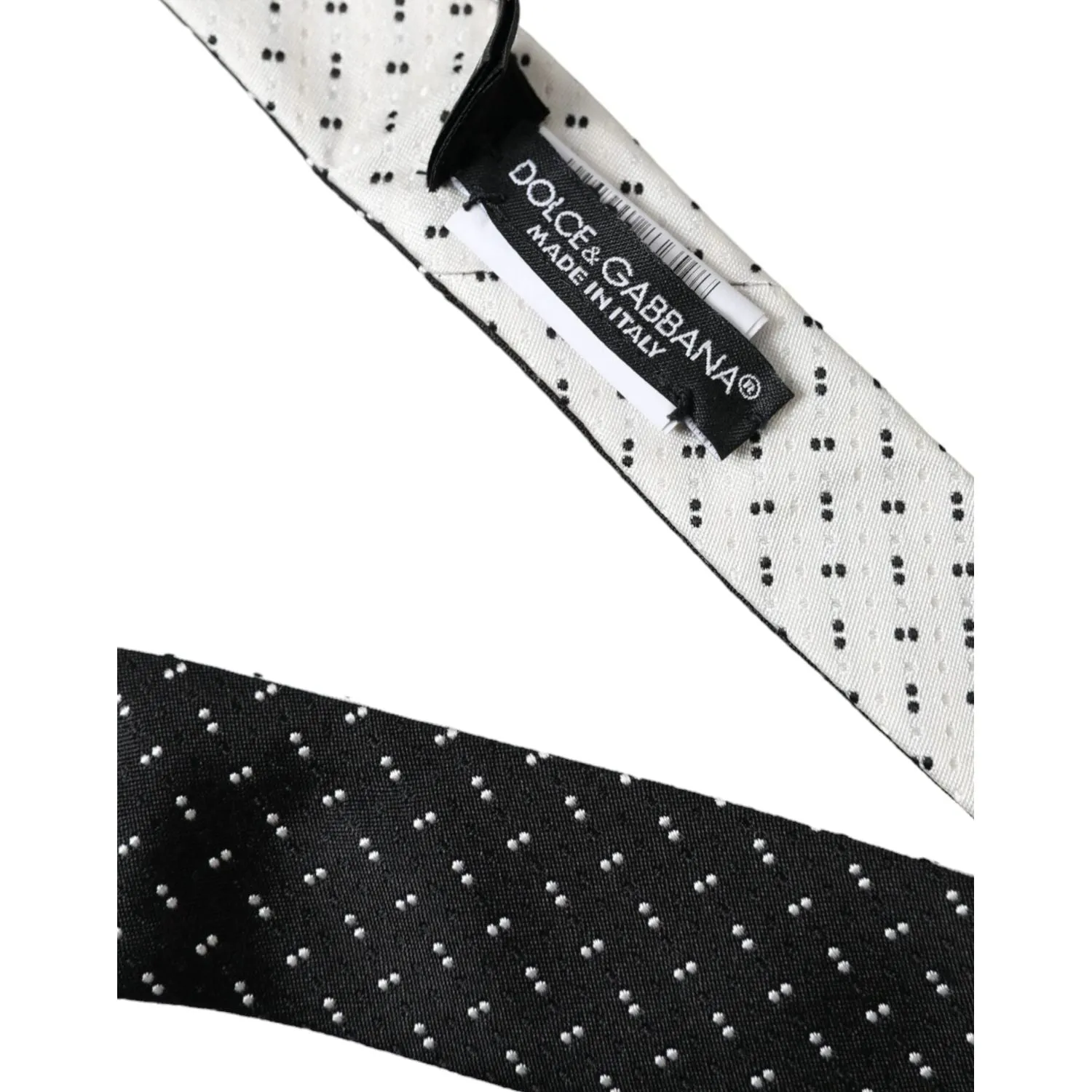 Dolce & Gabbana Black White Patterned Adjustable Tie