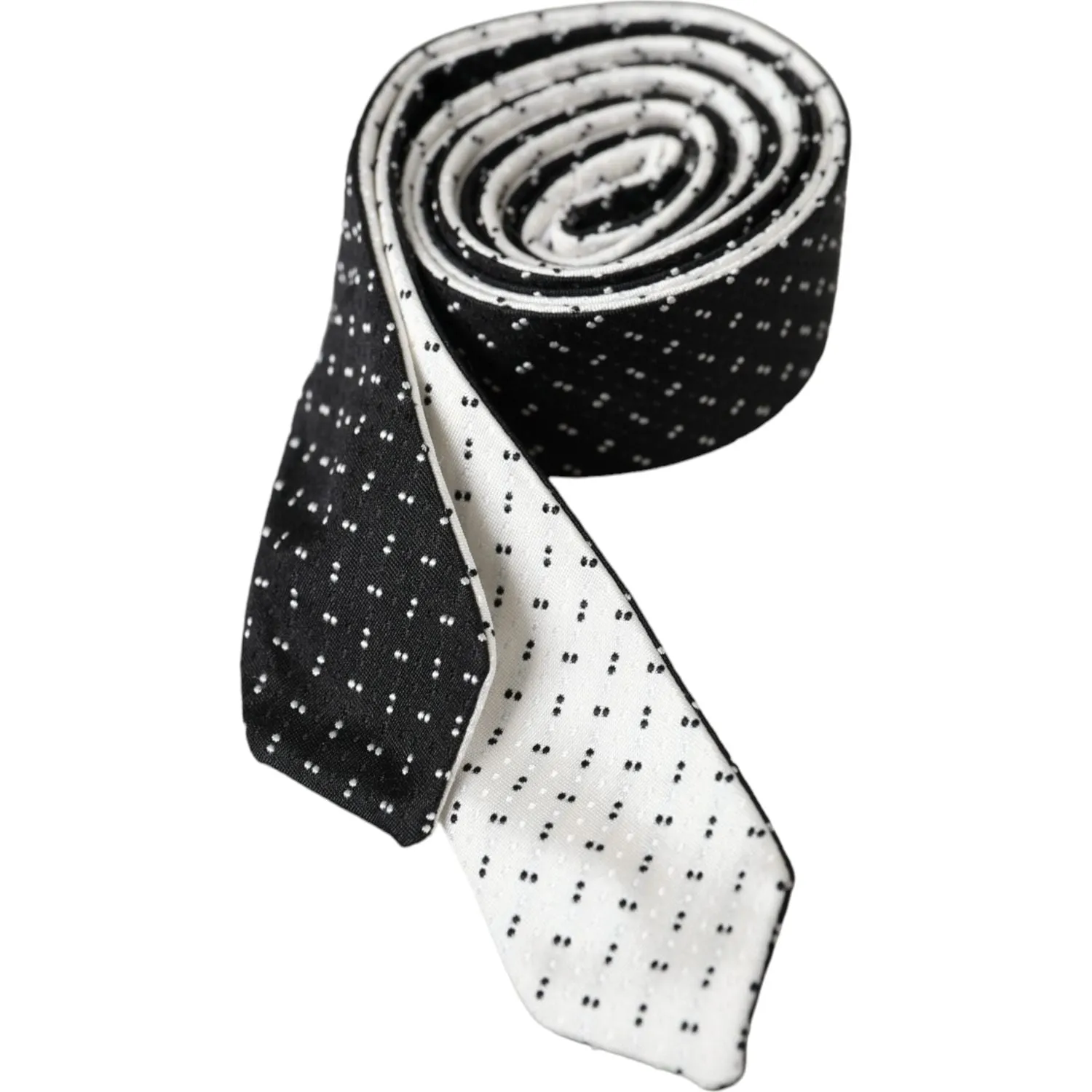 Dolce & Gabbana Black White Patterned Adjustable Tie