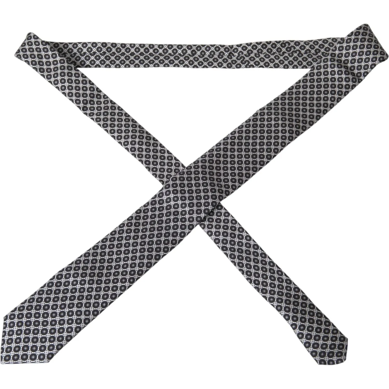 Dolce & Gabbana Black White Patterned Silk Adjustable Men Tie