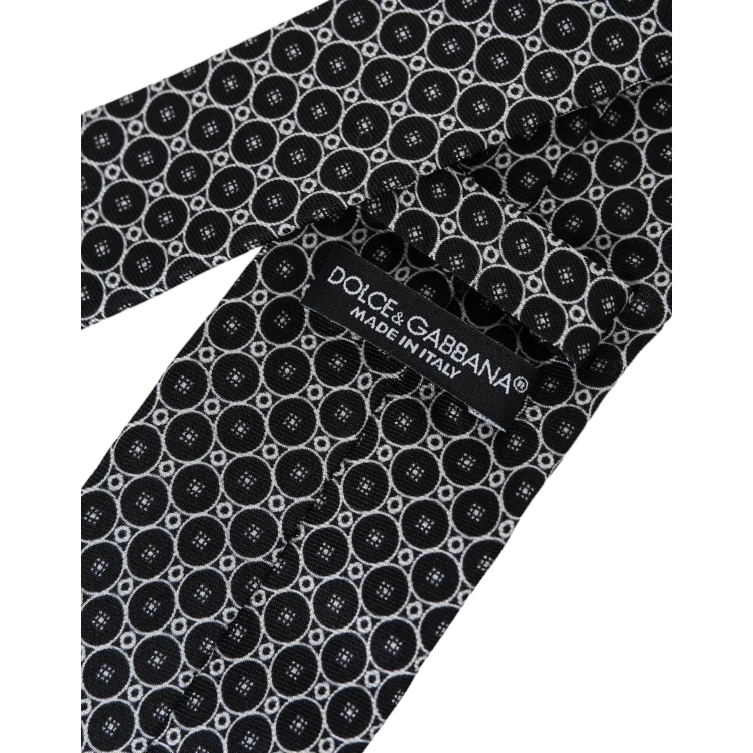 Dolce & Gabbana Black White Patterned Silk Adjustable Men Tie