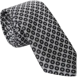 Dolce & Gabbana Black White Patterned Silk Adjustable Men Tie