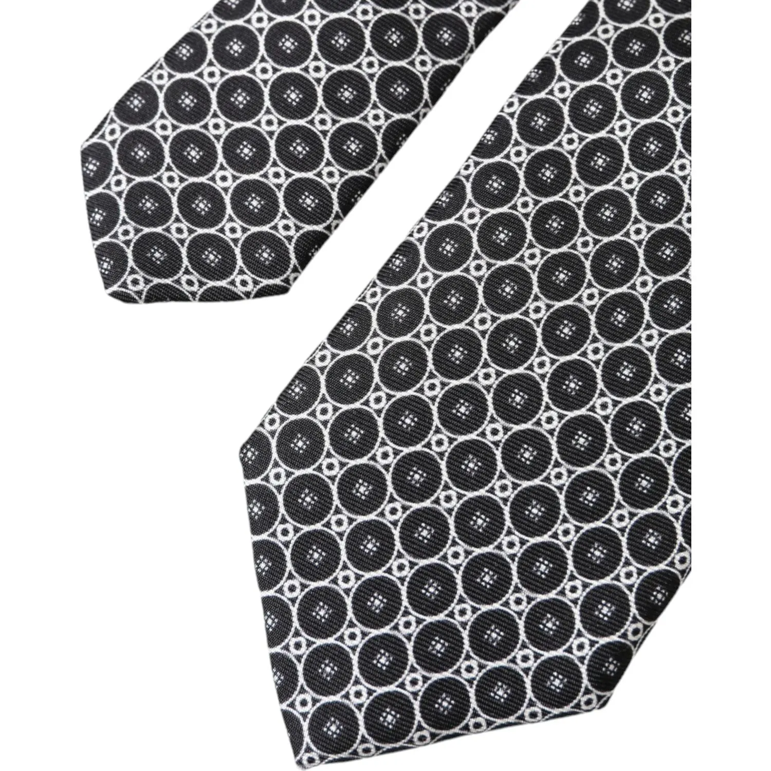 Dolce & Gabbana Black White Patterned Silk Adjustable Men Tie