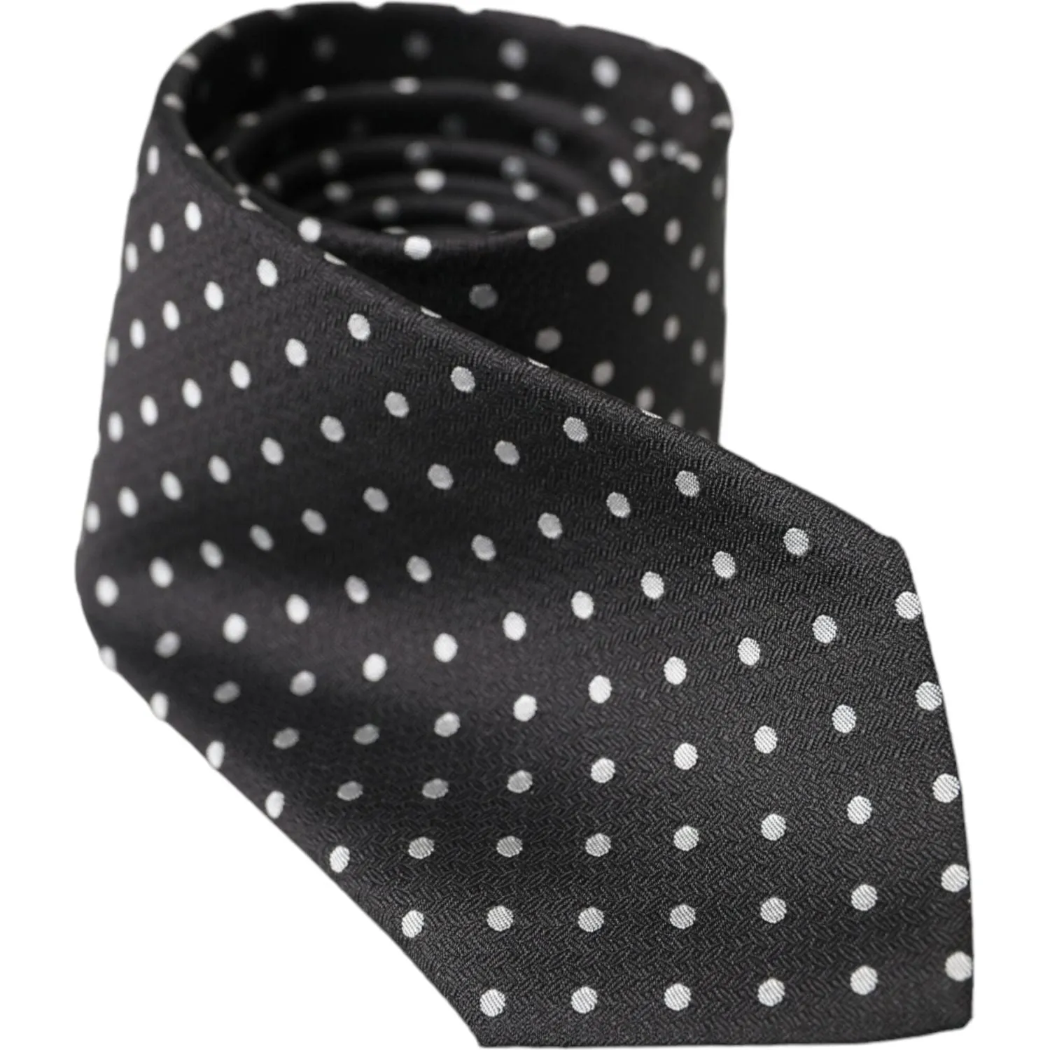 Dolce & Gabbana Black White Polka Dots 100% Silk Necktie Face Mask