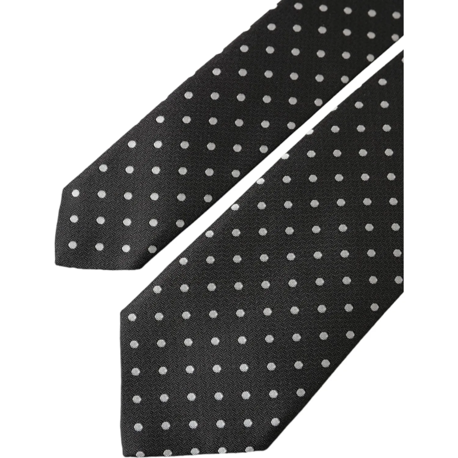 Dolce & Gabbana Black White Polka Dots 100% Silk Necktie Face Mask