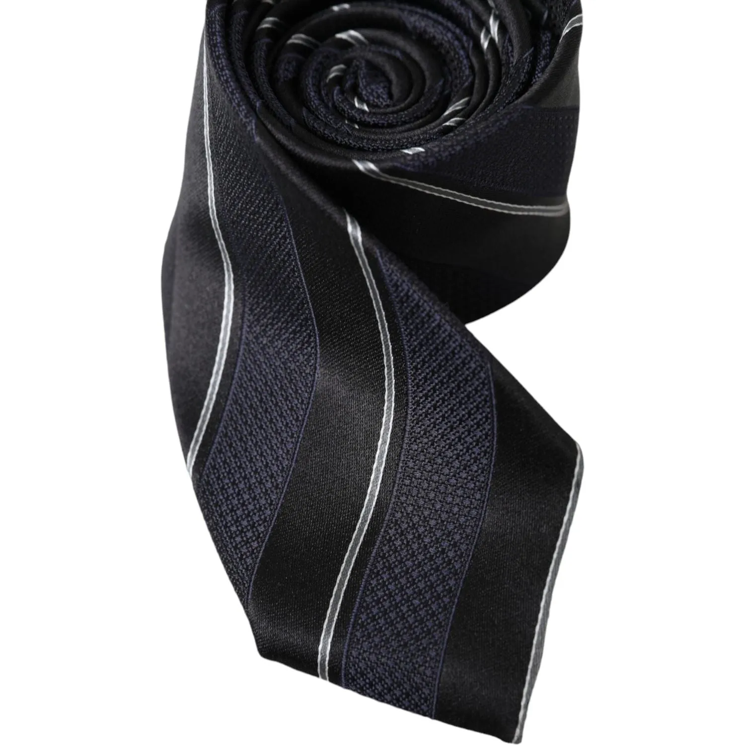 Dolce & Gabbana Black White Stripes Silk Adjustable Tie