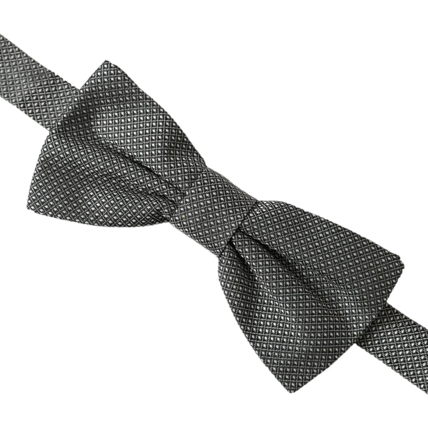 Dolce & Gabbana Gray Silk Patterned Adjustable Neck Men Bow Tie