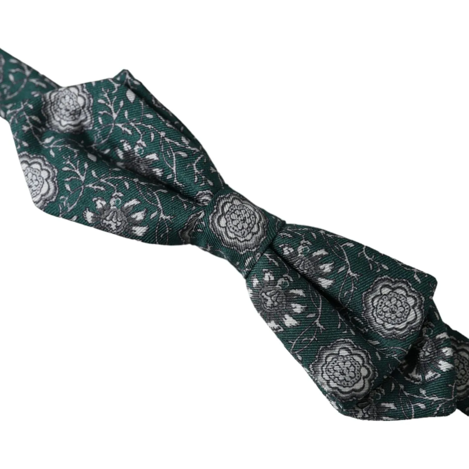 Dolce & Gabbana Green Silk Floral Adjustable Neck Men Bow Tie