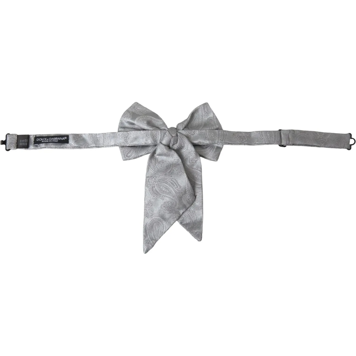 Dolce & Gabbana Silver Ribbon Silk Adjustable Neck Men Bow Tie