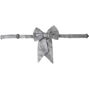 Dolce & Gabbana Silver Ribbon Silk Adjustable Neck Men Bow Tie