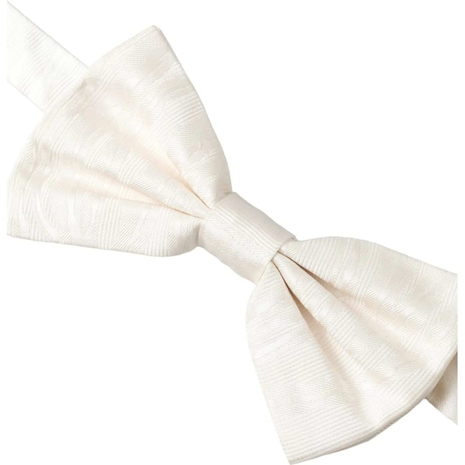 Dolce & Gabbana White Jacquard Silk Adjustable Neck Men Bow Tie