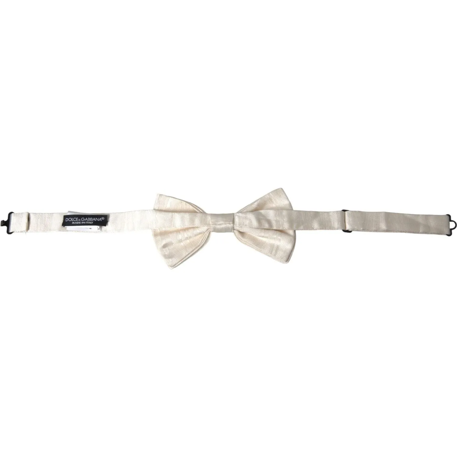 Dolce & Gabbana White Jacquard Silk Adjustable Neck Men Bow Tie