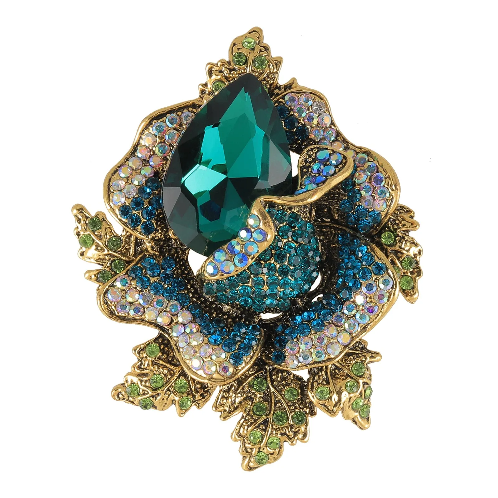 Enamel Flower Rhinestone Brooches