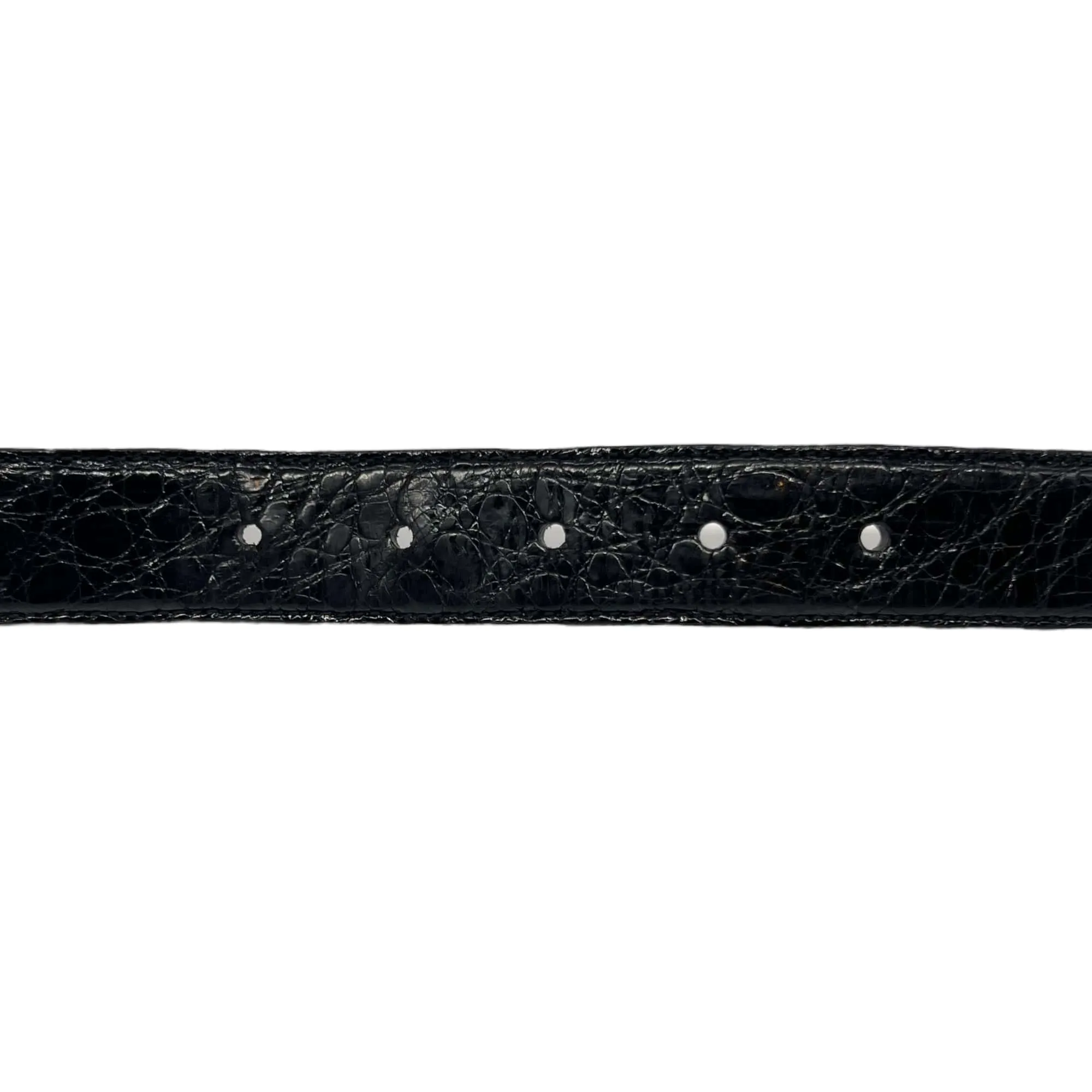 GIORGIO ARMANI Crocodile Belt with Silver Buckle - Black