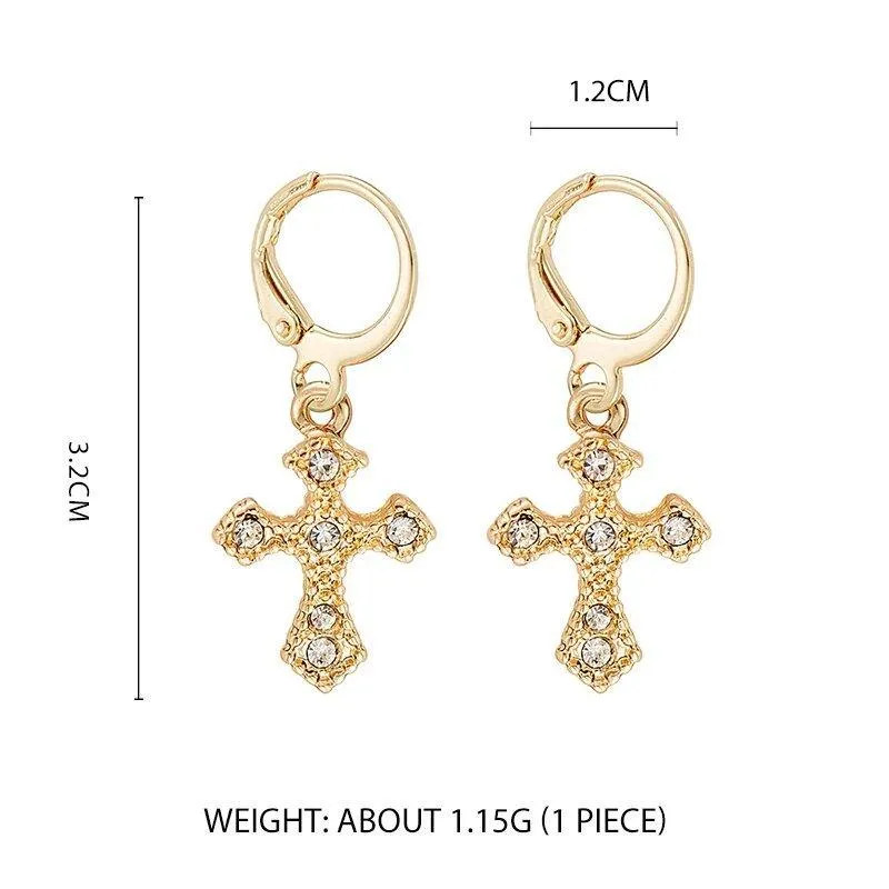 Gold Cross Dangle Earrings for Women