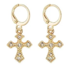 Gold Cross Dangle Earrings for Women