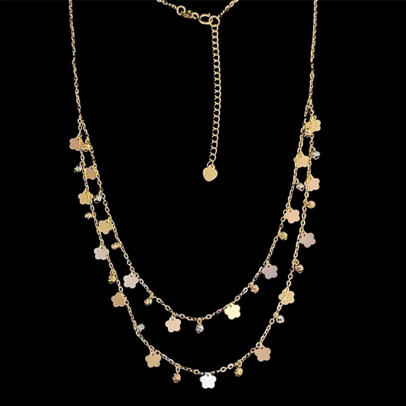 #GOLD2024 | 18K Golden Double Layered Multi-Tone Necklace 18”