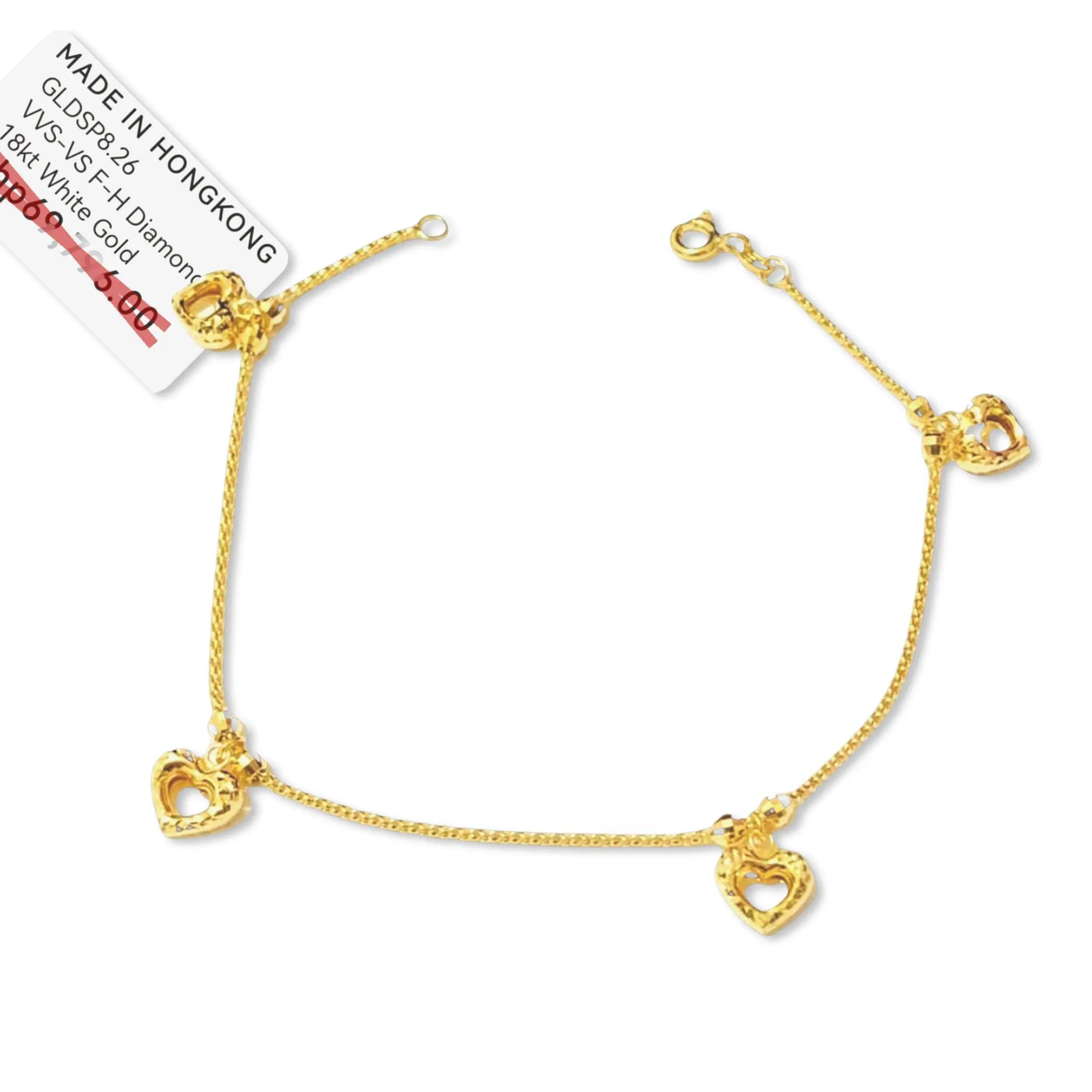 #GOLD2024 | 18K Golden Heart Station Bracelet