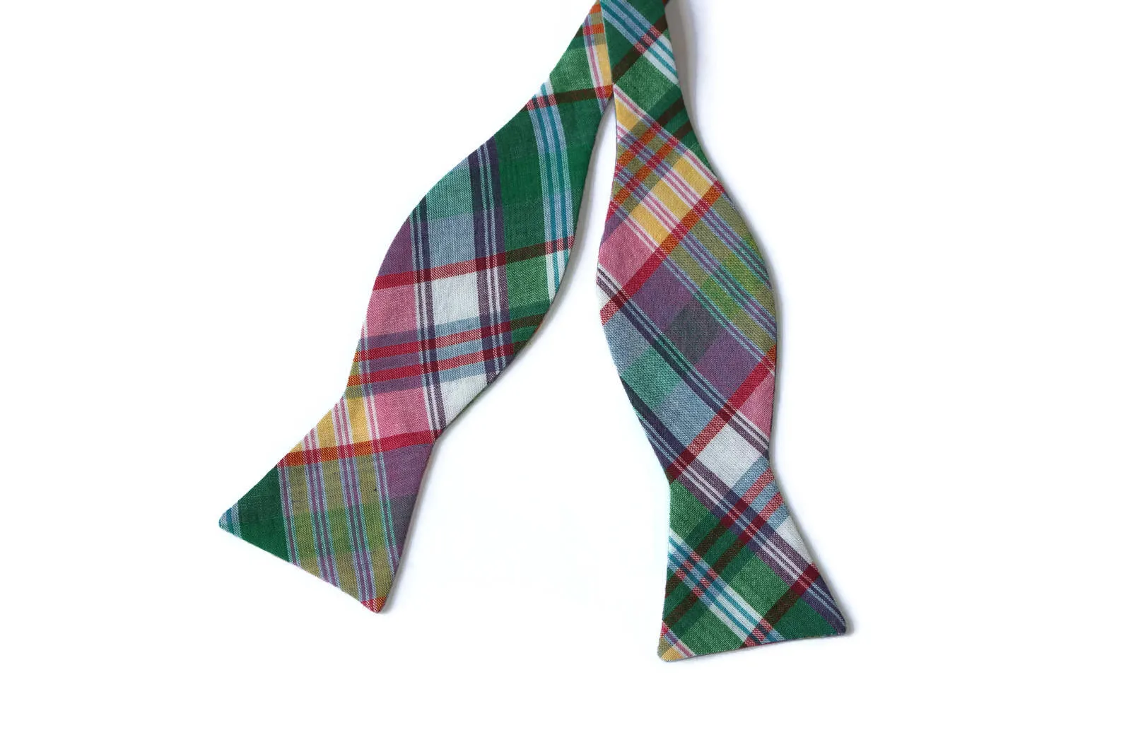 Green & Purple Madras Plaid Bow Tie - Boys (Self Tie)