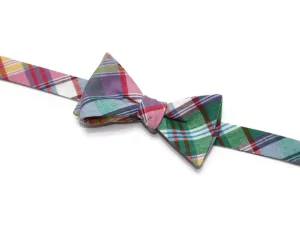 Green & Purple Madras Plaid Bow Tie - Boys (Self Tie)