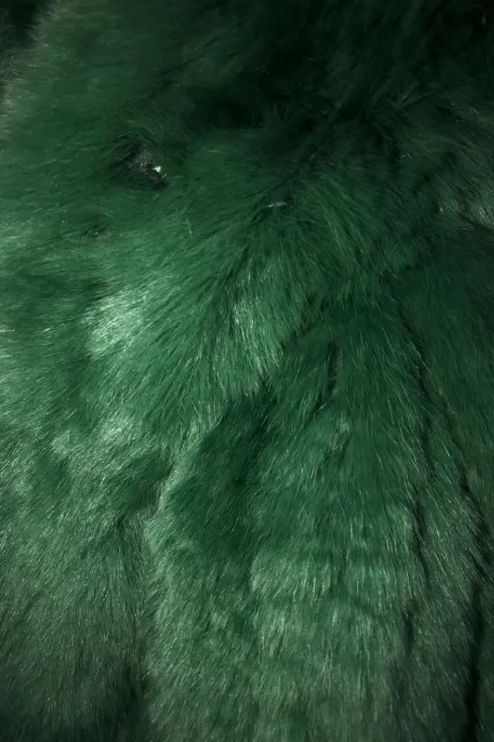 Green Knitted Rex Rabbit 'Loop'  Fur Scarf