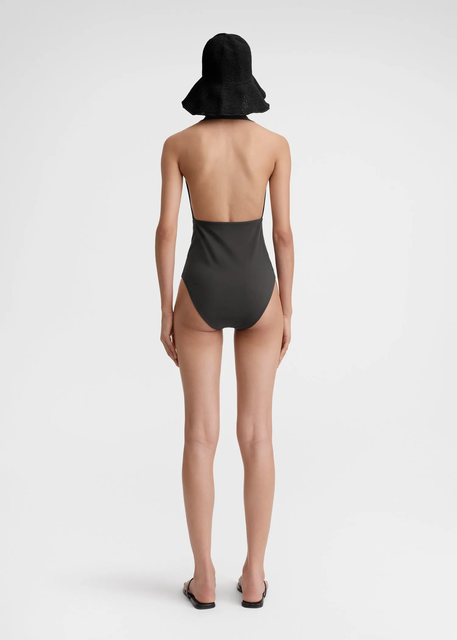 Halterneck swimsuit anthracite