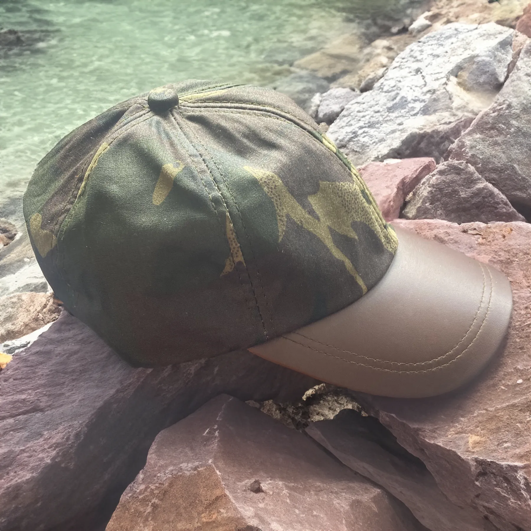 Hazy Blue Leather Peak Wax Waterproof Shooting Cap